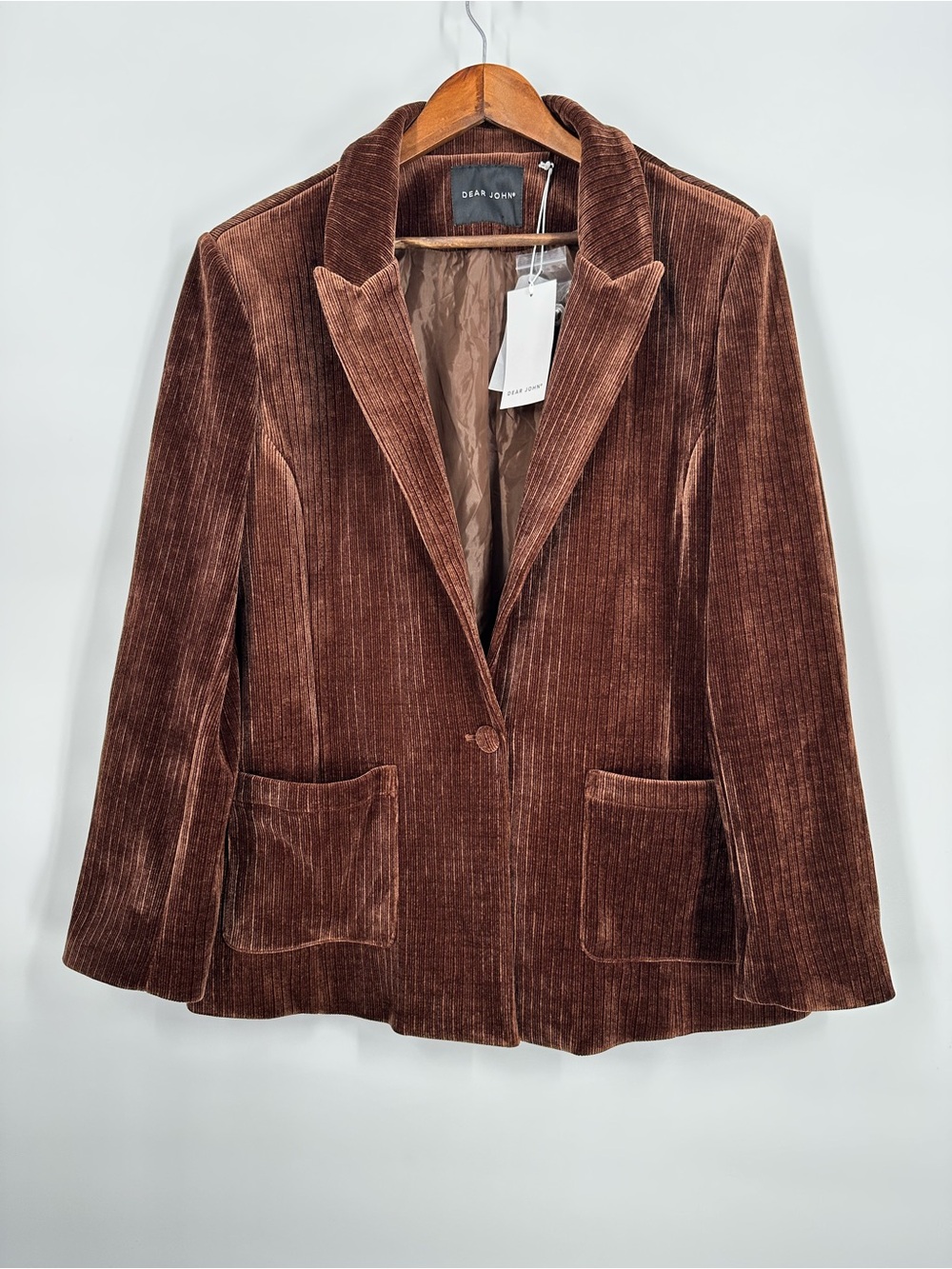 DEAR JOHN Elfi Cappuccino Blazer Brown Classic Corduroy Tailored Blazer Jacket - Picture 4 of 14